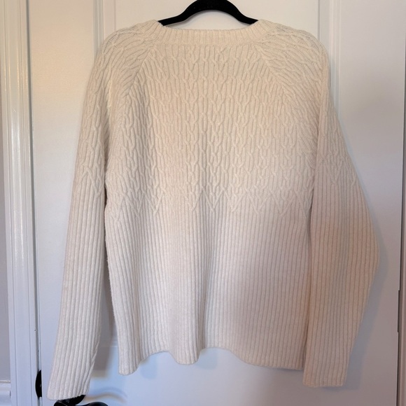 LOFT Women's Ivory Cable Knit Sweater Size XL - Picture 2 of 6